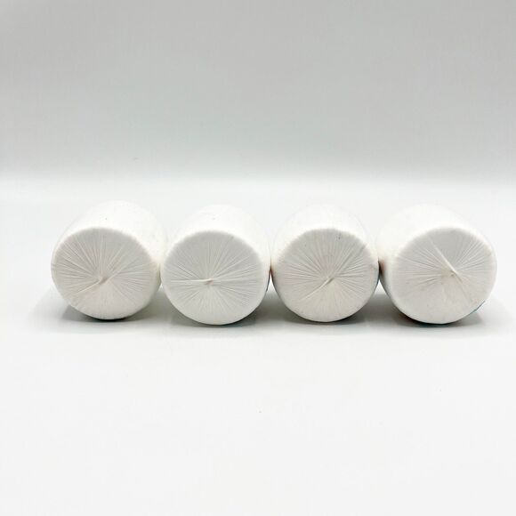 Pyramid Satin Sheen Christmas Ornaments Elf Print White Set of 4 2" Vintage - Picture 7 of 11